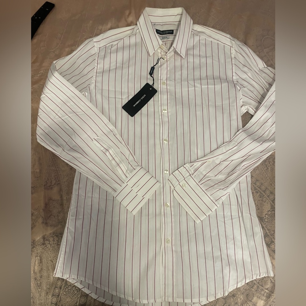 Dolce & Gabbana Gold Striped Shirt Sz 16/L - Picture 3 of 11